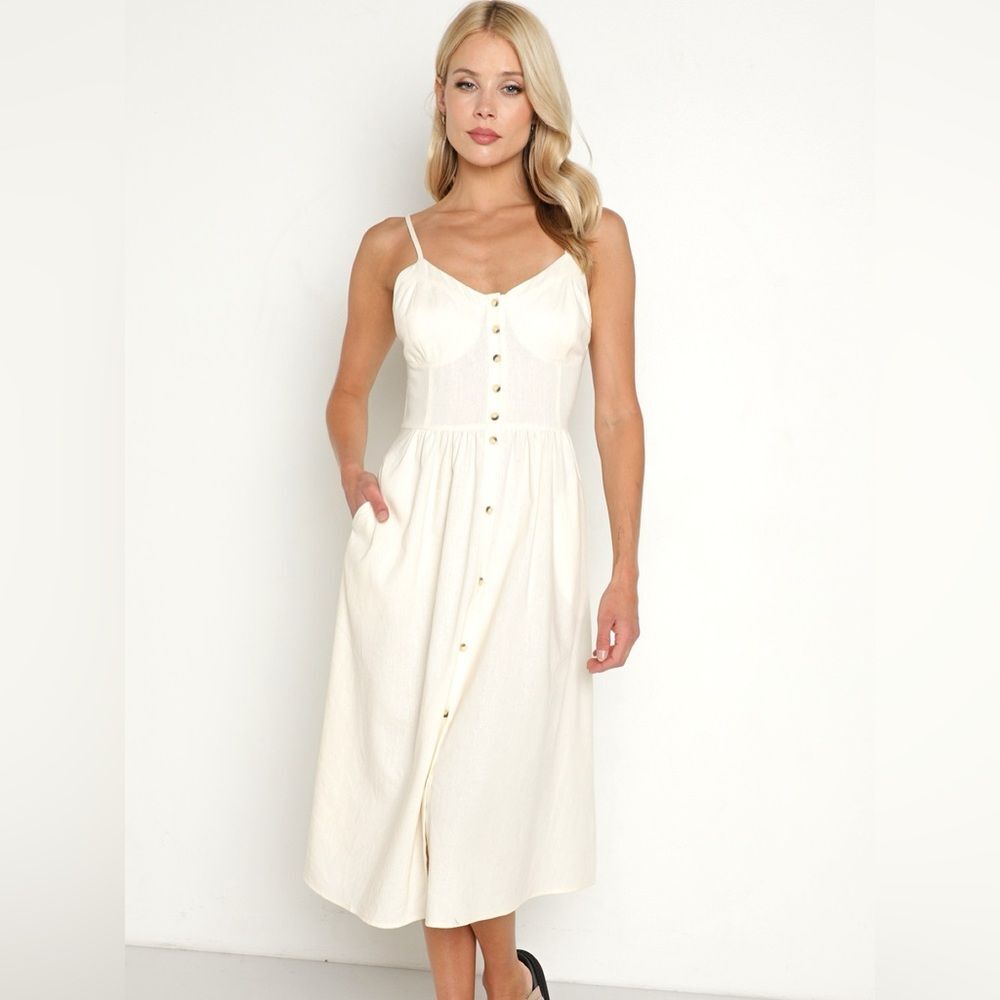 Rollas Eve Linen Dress Salt Size Medium